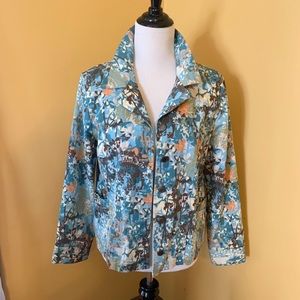 Turquoise & Brwn Print Christopher & Banks Jacket